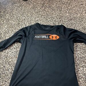 Under Armour Kids Black and Orange Football Tee
